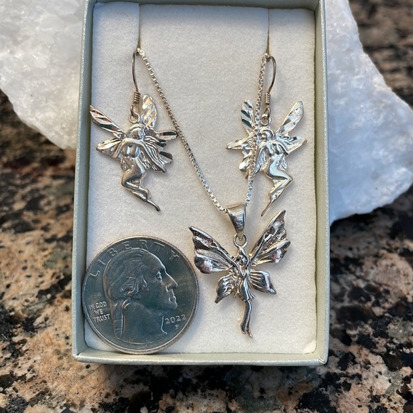 Sterling Silver Fairy Earring & Pendant Set Retail 142.00 NWT - Picture 5 of 12